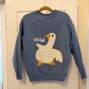 Blue Aelfric Eden Sweater with Fun Goose Design